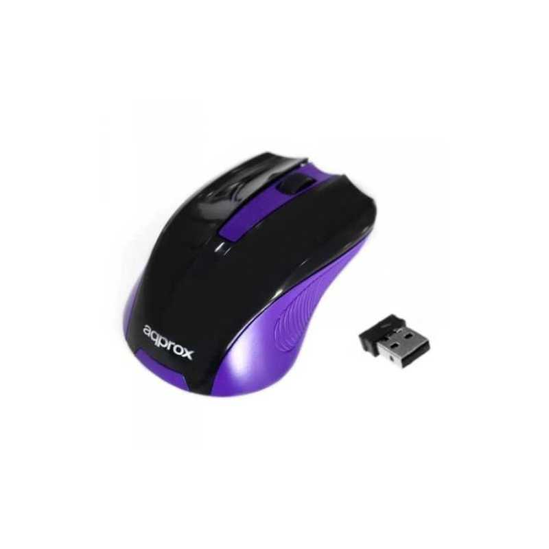 Approx APPWMEP Wireless Optical Mouse, 1200 DPI, Nano USB, Black & Purple