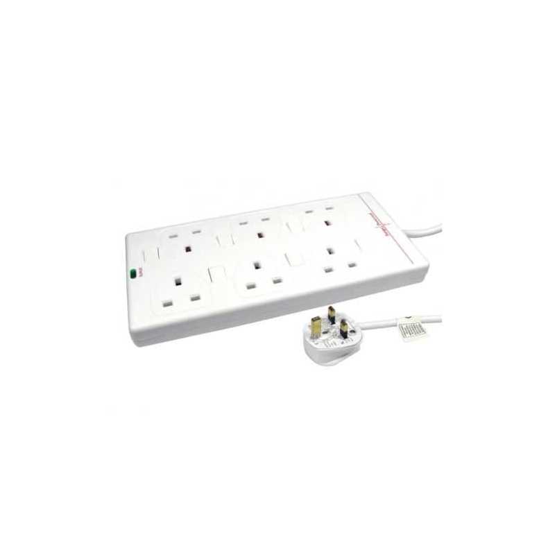 Spire Mains Power Multi Socket Extension Lead, 6-Way, 3M Cable, Surge Protected, Individually Switched Spire Mains Power Multi Socket Extension Lead, 6-Way, 3M Cable, Surge Protected, Individually Switched