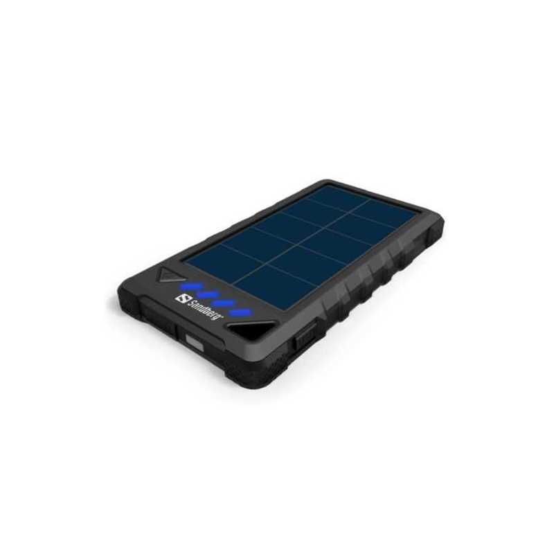 Sandberg Outdoor Solar Powerbank, 8000mAh, USB & Solar Charging, Flashlight, Rainproof, 4 LED, 5 Year Warranty