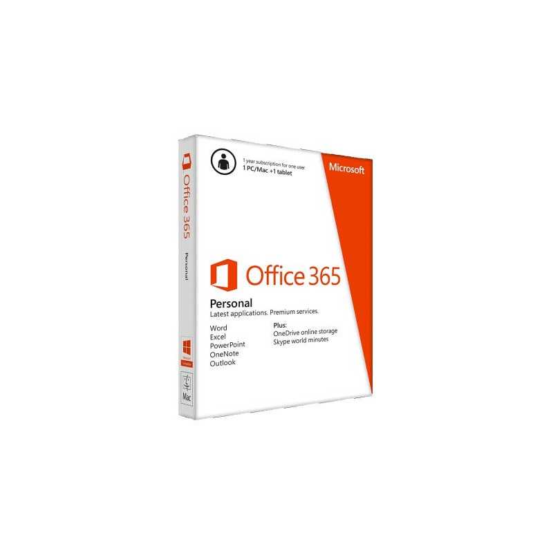 Microsoft Office 365 Personal, 1 User, 1 Device, 1 Year Subscription, 32 & 64 bit, Medialess