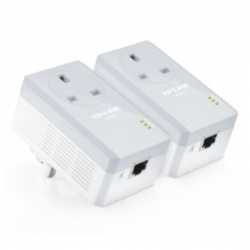 TP-LINK (TL-PA4010P KIT V4) AV600 10/100 Powerline Adapter Kit, 1-Port, AC Pass Through