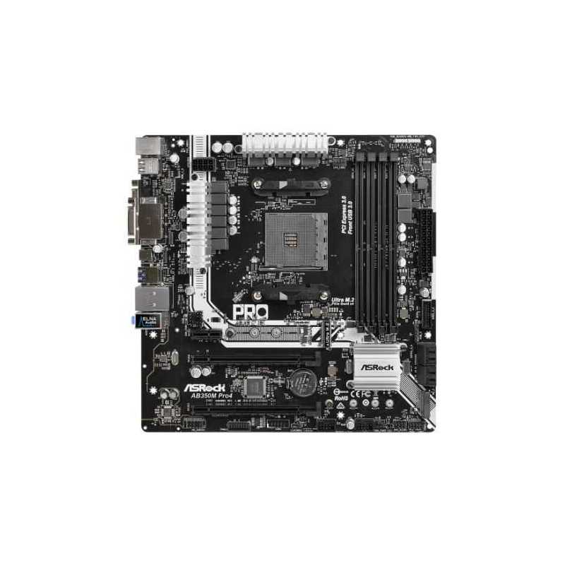 Asrock AB350M PRO4, AMD B350, AM4, Micro ATX, 4 DDR4, VGA, DVI, HDMI, RAID