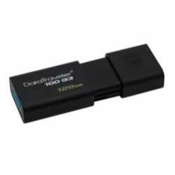 Kingston 128GB USB 3.0 Memory Pen, DataTraveler 100 G3, Black, Sliding Cap