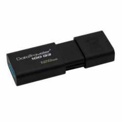Kingston 128GB USB 3.0 Memory Pen, DataTraveler 100 G3, Black, Sliding Cap