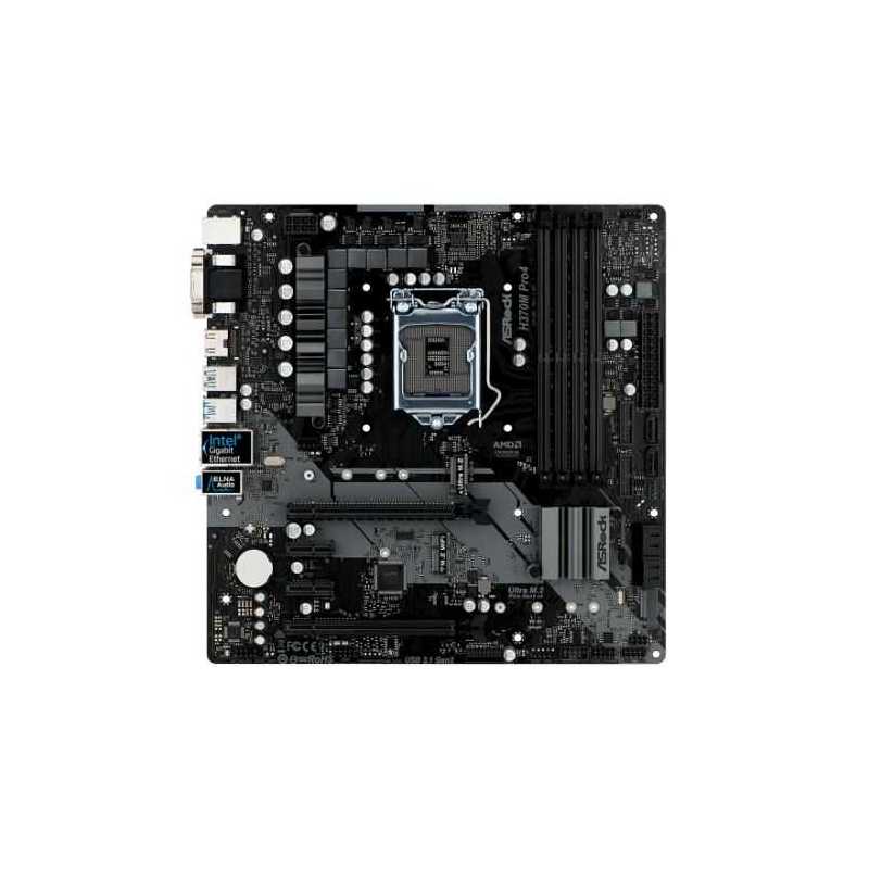 Asrock H370M PRO4, Intel H370, 1151, Micro ATX, DDR4, VGA, DVI, HDMI, XFire, Dual M.2
