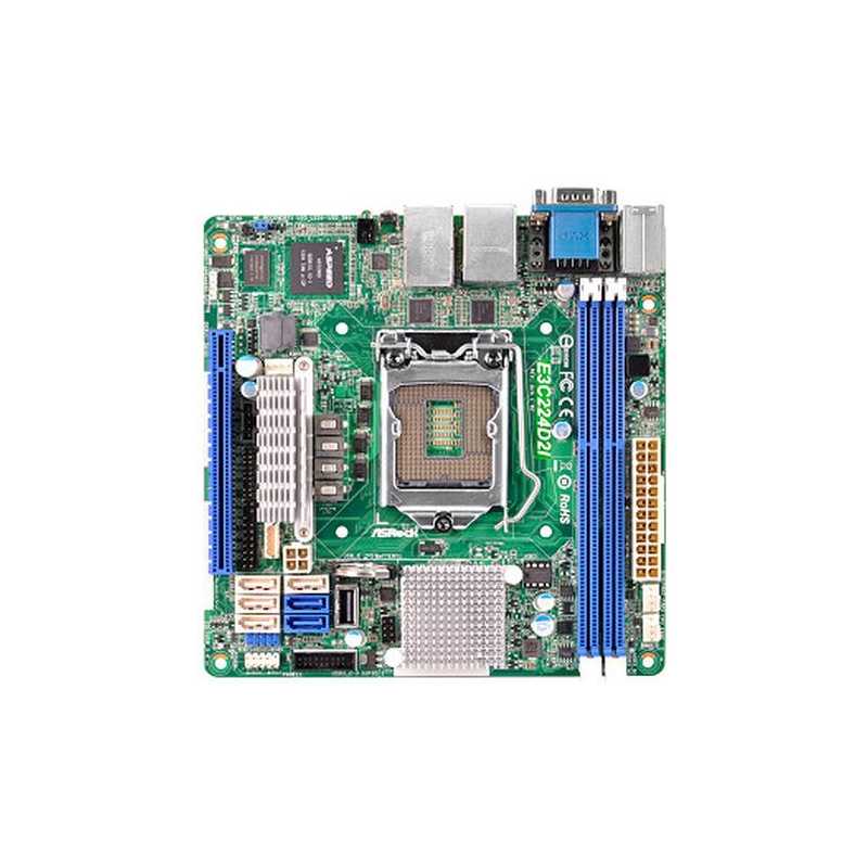 Asrock Rack E3C224D2I Server Board, Intel C224, 1150, Mini ITX, Dual GB LAN, IPMI LAN, Serial Port