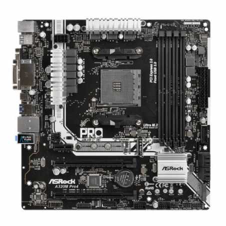 Asrock A320M PRO4, AMD A320, AM4, Micro ATX, 4 DDR4, VGA, DVI, HDMI, M.2, RAID