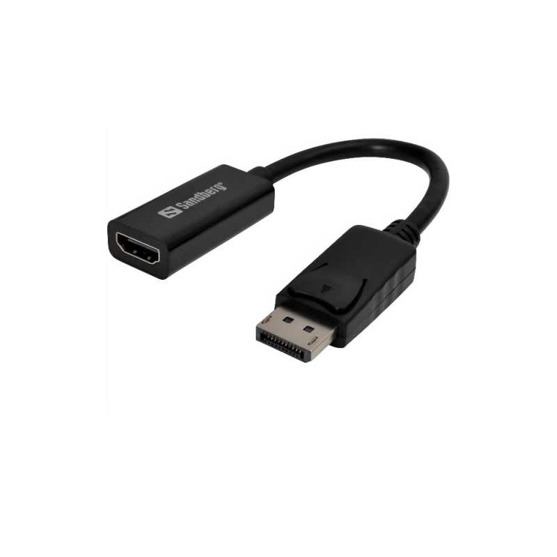 Sandberg DisplayPort Male to HDMI Female Converter Cable, 20cm, 4K, 5 Year Warranty