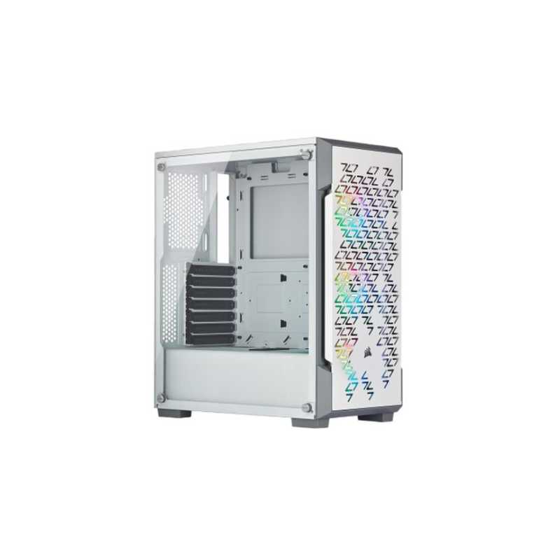 Corsair iCUE 220T RGB Airflow Gaming Case with Window, ATX, No PSU, 3 x 12cm Fans, USB 3.0, White