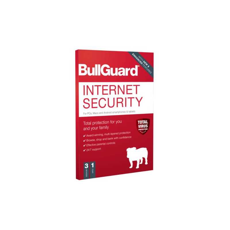 Bullguard Internet Security 2020 Retail, 3 User - Single, PC, Mac & Android, 1 Year