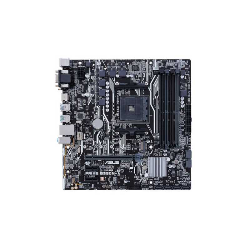 Asus PRIME B350M-A, AMD B350, AM4, Micro ATX, 4 DDR4, VGA, DVI, HDMI, LED Lighting