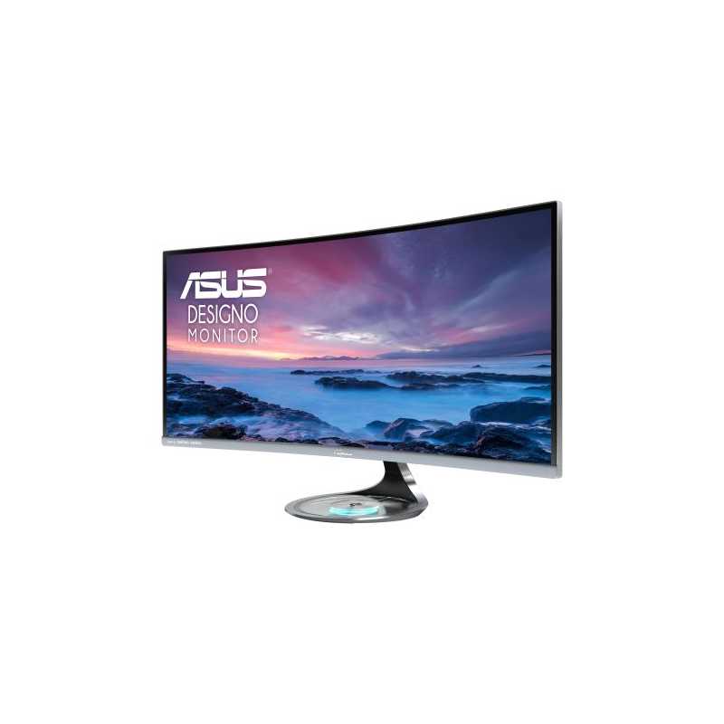 Asus 34" Designo Curve UWQHD Ultra-wide Curved Monitor (MX34VQ), 4ms, 21:9, 3440 x 1440 IPS, Qi Wireless Charger, Speakers