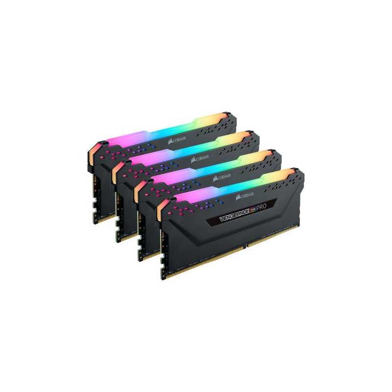 Corsair Vengeance RGB Pro 32GB Memory Kit (4 x 8GB), DDR4, 3200MHz (PC4-25600), CL16, XMP 2.0, Black, RGB