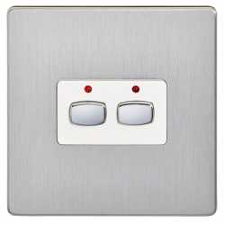 Energenie MiHome  2-Gang Light Switch Brushed Steel MIHO073