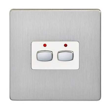 Energenie MiHome  2-Gang Light Switch Brushed Steel MIHO073