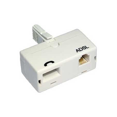 BT (M) to BT (F) and RJ11 (F) White OEM Direct Plug ADSL Micro Filter Adapter