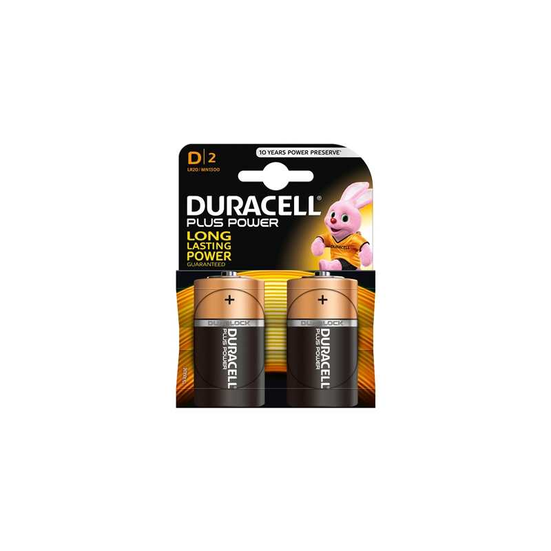 Duracell Plus Power Alkaline Pack of 2 D Batteries