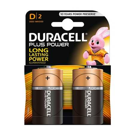 Duracell Plus Power Alkaline Pack of 2 D Batteries