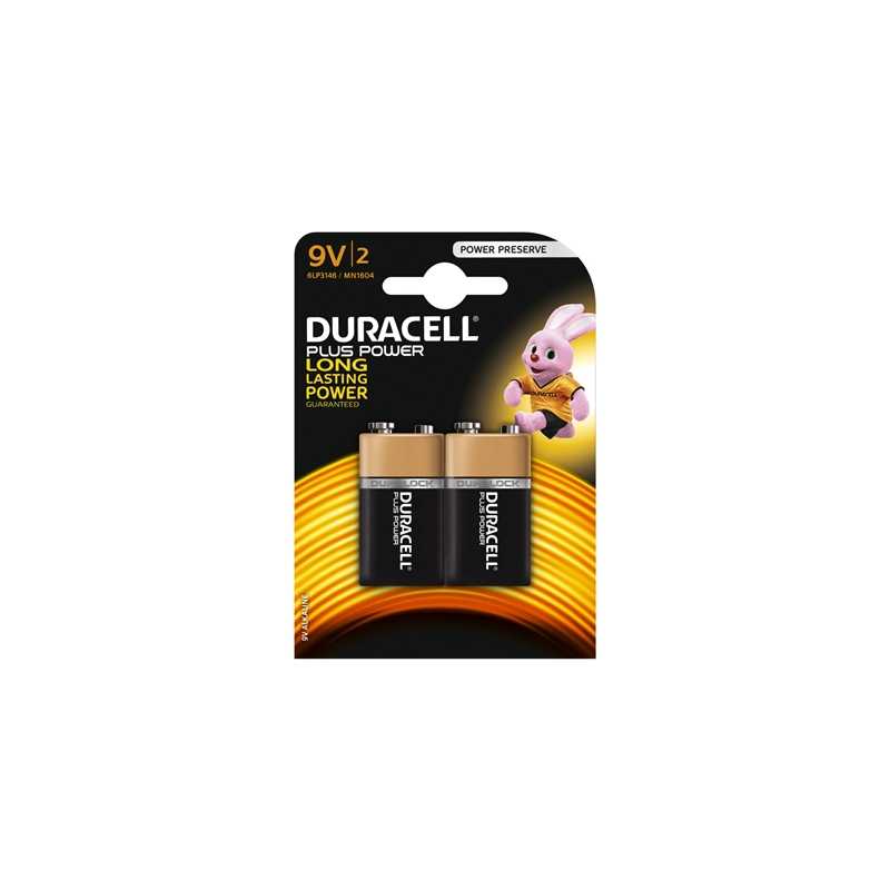 Duracell Plus Power Alkaline Pack of 2 9V Battery