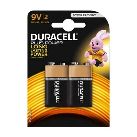 Duracell Plus Power Alkaline Pack of 2 9V Battery