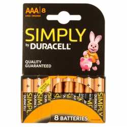 Duracell Simply Alkaline Pack of 8 AAA Batteries