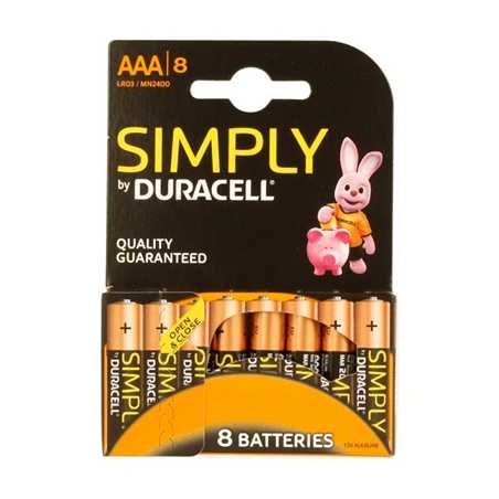 Duracell Simply Alkaline Pack of 8 AAA Batteries