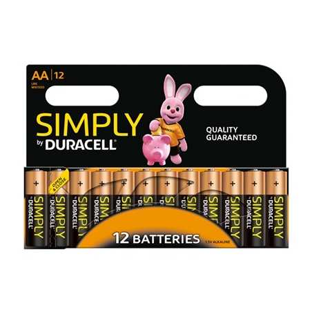 Duracell Simply Alkaline Pack of 12 AA Batteries