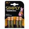 Duracell Simply Alkaline Pack of 4 AA Batteries