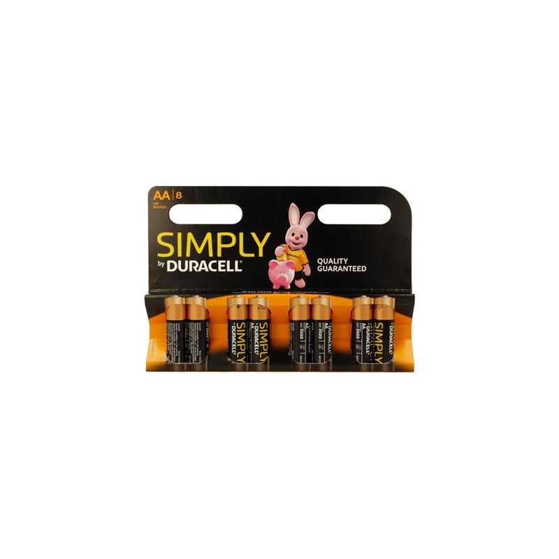 Duracell Simply Alkaline Pack of 8 AA Batteries