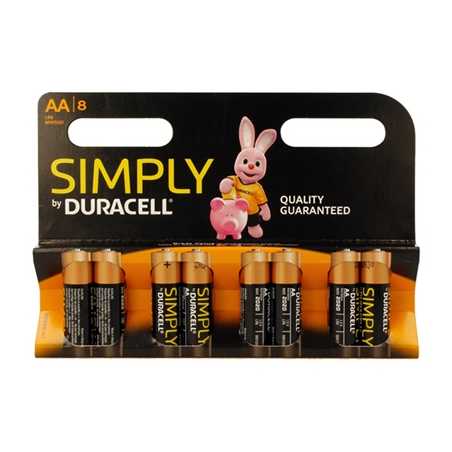 Duracell Simply Alkaline Pack of 8 AA Batteries