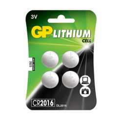 GP Lithium Cell Pack of 4 Coin Cell CR2016 Batteries