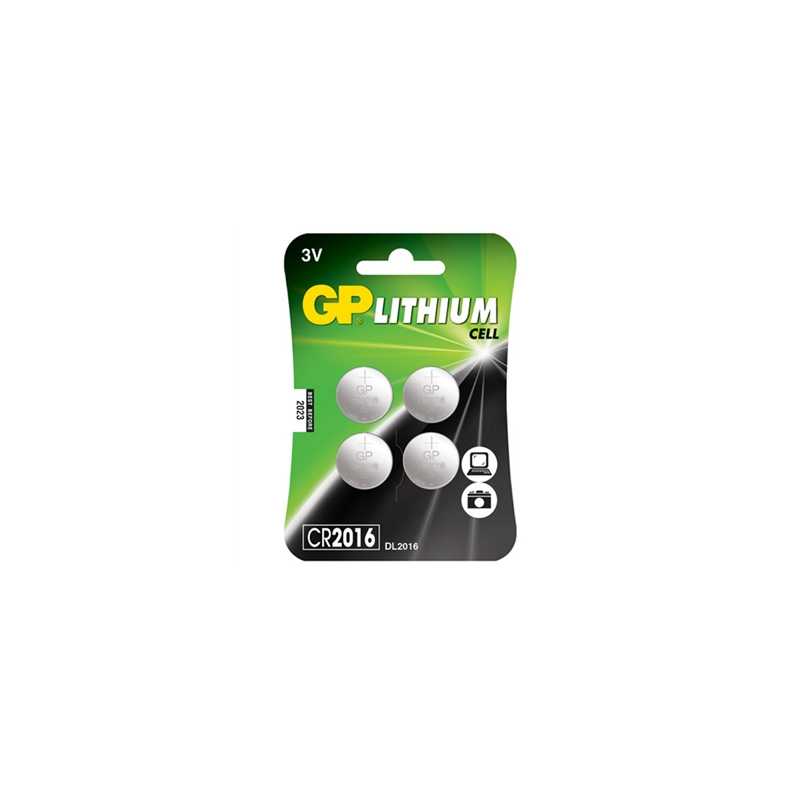 GP Lithium Cell Pack of 4 Coin Cell CR2016 Batteries