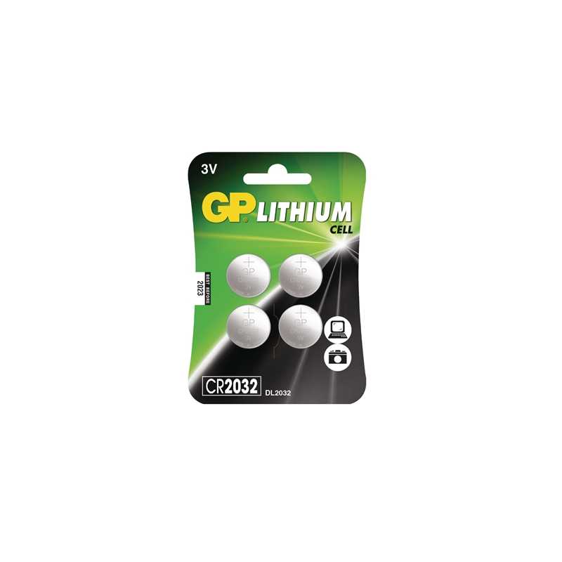 GP Lithium Cell Pack of 4 Coin Cell CR2032 Batteries
