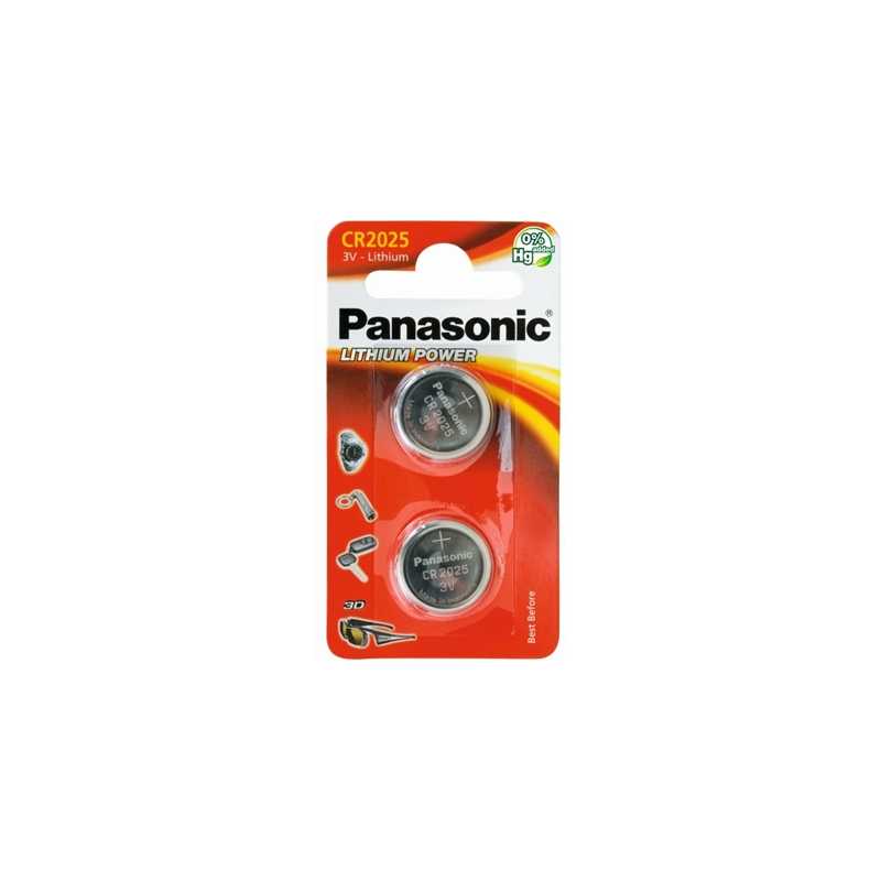 Panasonic Lithium Pack of 2 Coin Cell CR2025 Batteries