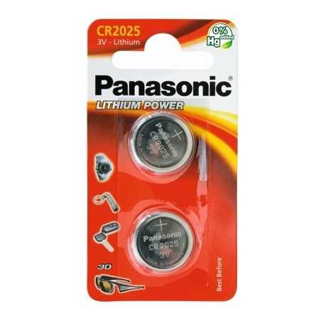 Panasonic Lithium Pack of 2 Coin Cell CR2025 Batteries