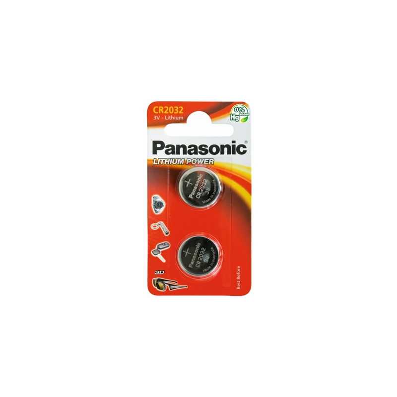 Panasonic Lithium Pack of 2 Coin Cell CR2032 Batteries