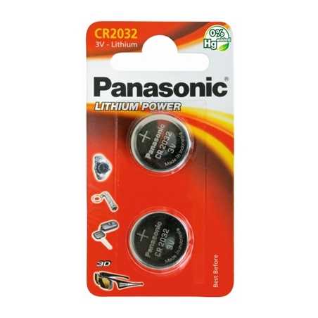 Panasonic Lithium Pack of 2 Coin Cell CR2032 Batteries