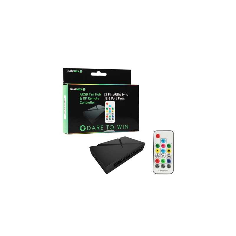 GameMax Addressable RGB PWM Fan Hub with RF Remote Control