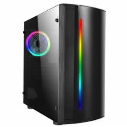 CiT Beam Micro Tower 2 x USB 2.0 Acrylic Side Window Panel Black Case with RGB LED Strip & Fan