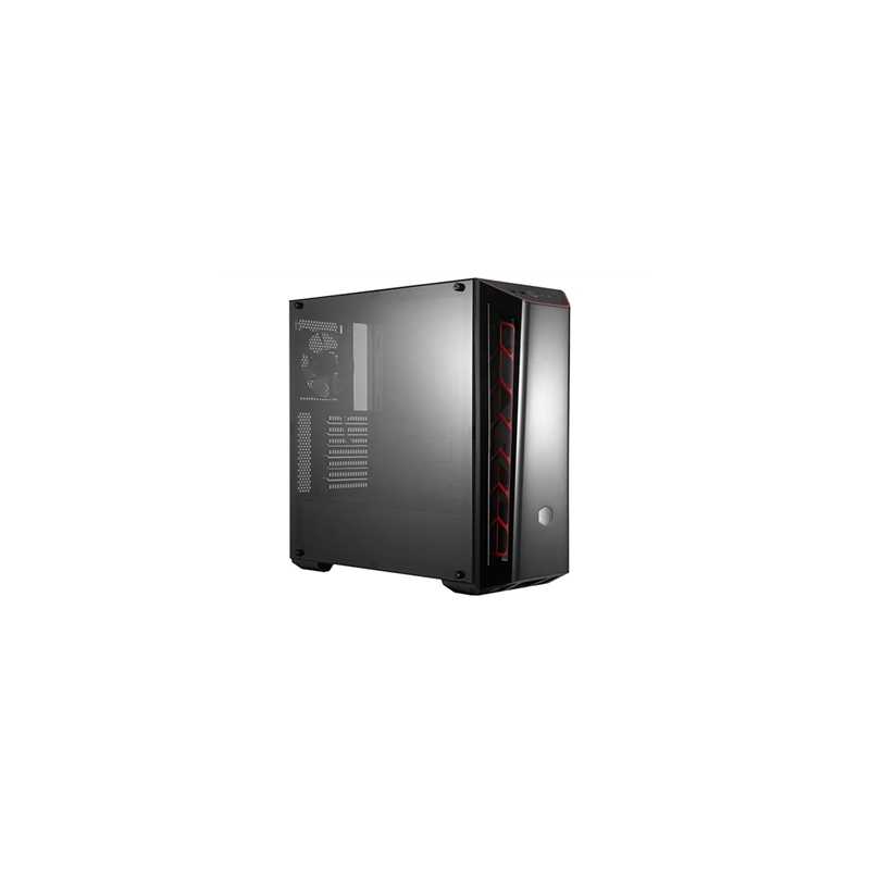 Cooler Master MasterBox MB520 Mid Tower 2 x USB 3.0 Edge-to-Edge Tempered Glass Side Window Panel Black Case with Red Trim & Dar
