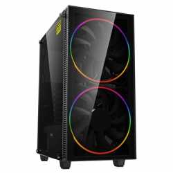 GameMax Black Hole Mid Tower 1 x USB 3.0 / 1 x USB 2.0 Tempered Glass Side Window Panel Black Case with Addressable RGB LED Fans