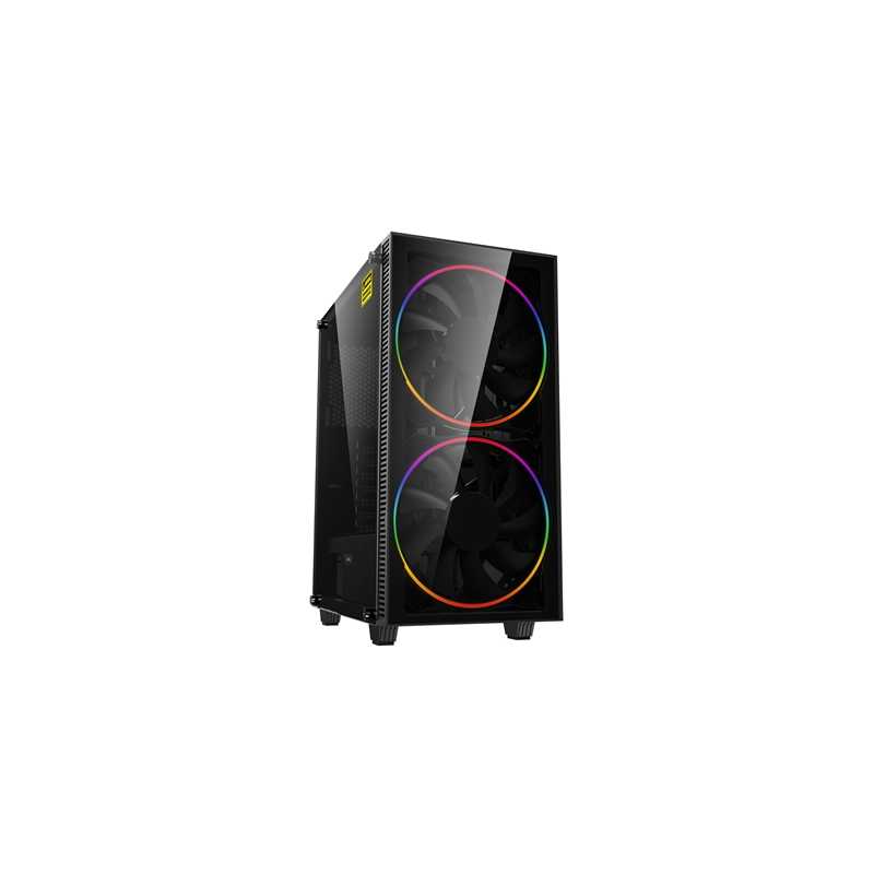GameMax Black Hole Mid Tower 1 x USB 3.0 / 1 x USB 2.0 Tempered Glass Side Window Panel Black Case with Addressable RGB LED Fans