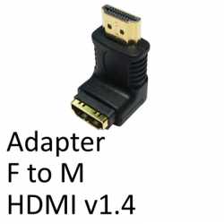 HDMI 1.4 (F) to HDMI 1.4 (M) Black OEM Right Angled Adapter