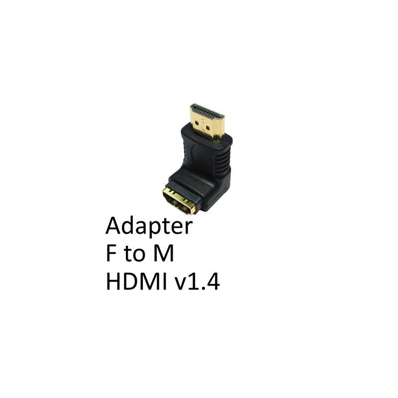 HDMI 1.4 (F) to HDMI 1.4 (M) Black OEM Right Angled Adapter