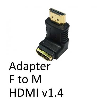 HDMI 1.4 (F) to HDMI 1.4 (M) Black OEM Right Angled Adapter