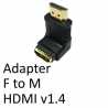 HDMI 1.4 (F) to HDMI 1.4 (M) Black OEM Right Angled Adapter