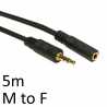 3.5mm (M) Stereo Plug to 3.5mm (F) Stereo Socket 5m Black OEM Cable