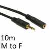 3.5mm (M) Stereo Plug to 3.5mm (F) Stereo Socket 10m Black OEM Cable