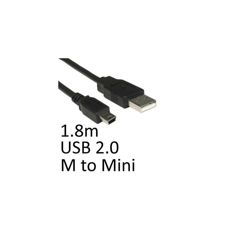 USB 2.0 A (M) to USB 2.0 Mini B (M) 1.8m Black OEM Data Cable