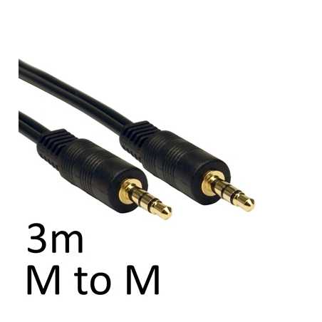 3.5mm (M) Stereo Plug to 3.5mm (M) Stereo Plug 3m Black OEM Cable